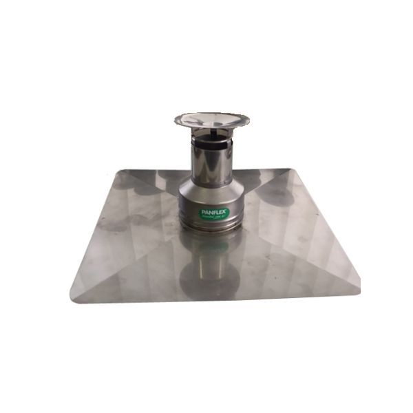 Dakkap HR Waterdicht COMPLEET RVS D80mm met Dakplaat groot vierkant